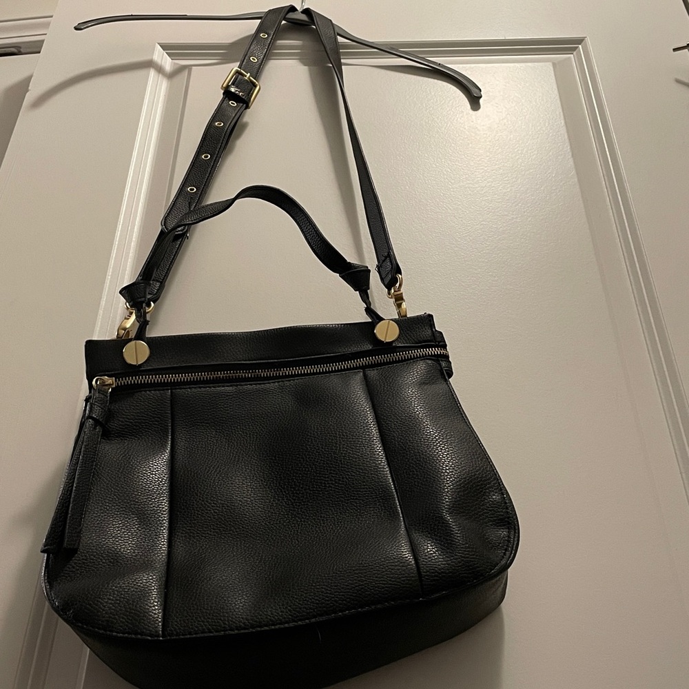 Foley + Corinna Black Vegan Leather Crossbody Bag